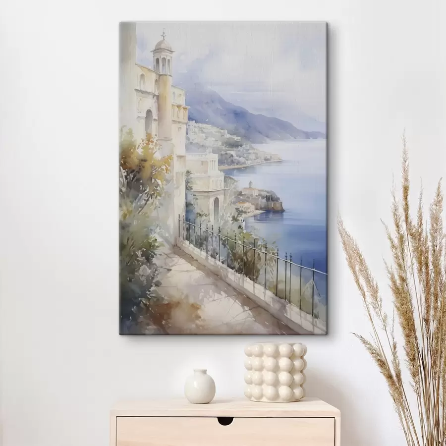 Obraz Zátoka poblíž města imitace akvarelu Č. s45979