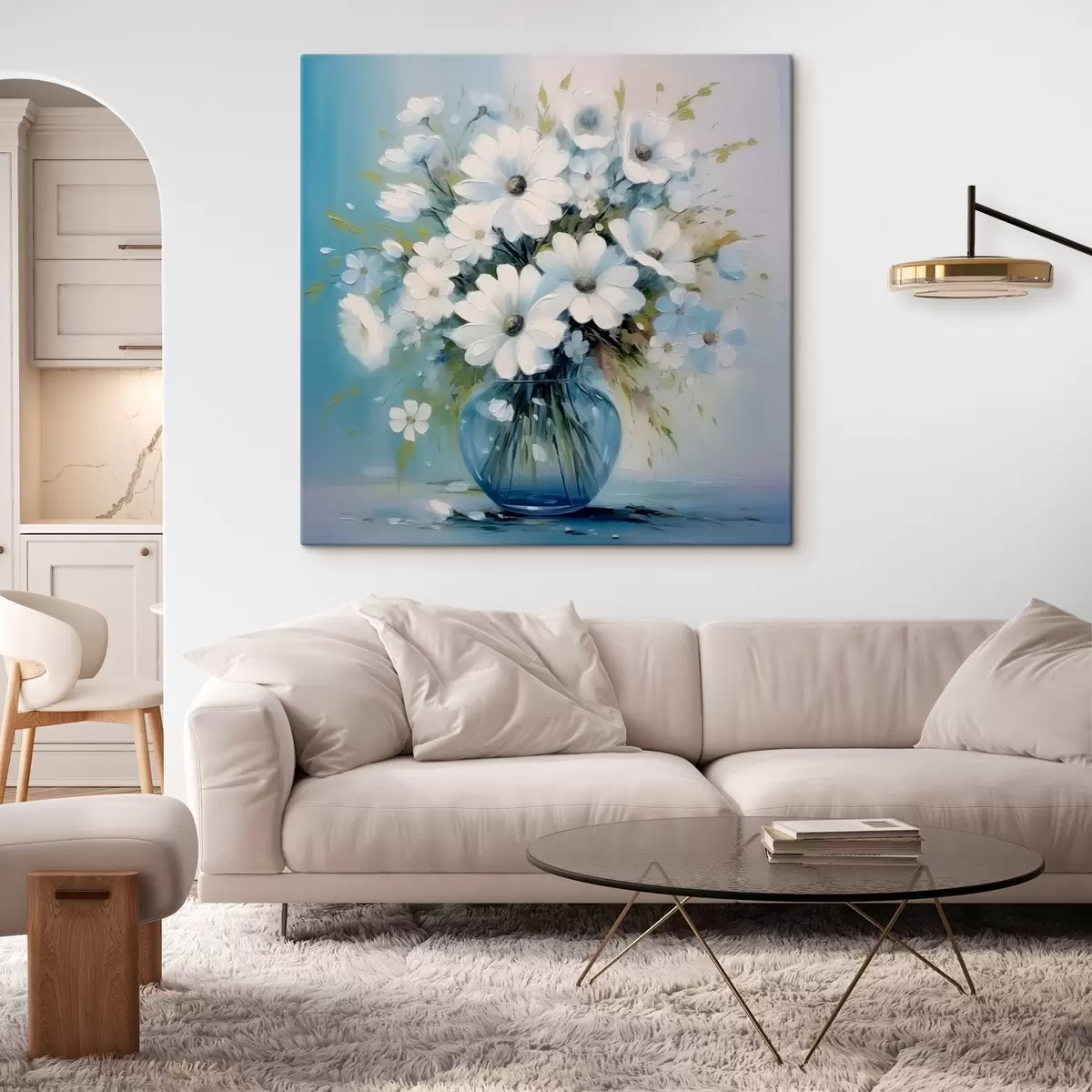 Obraz Kytice sedmikrásky v modré váze Č. s45959