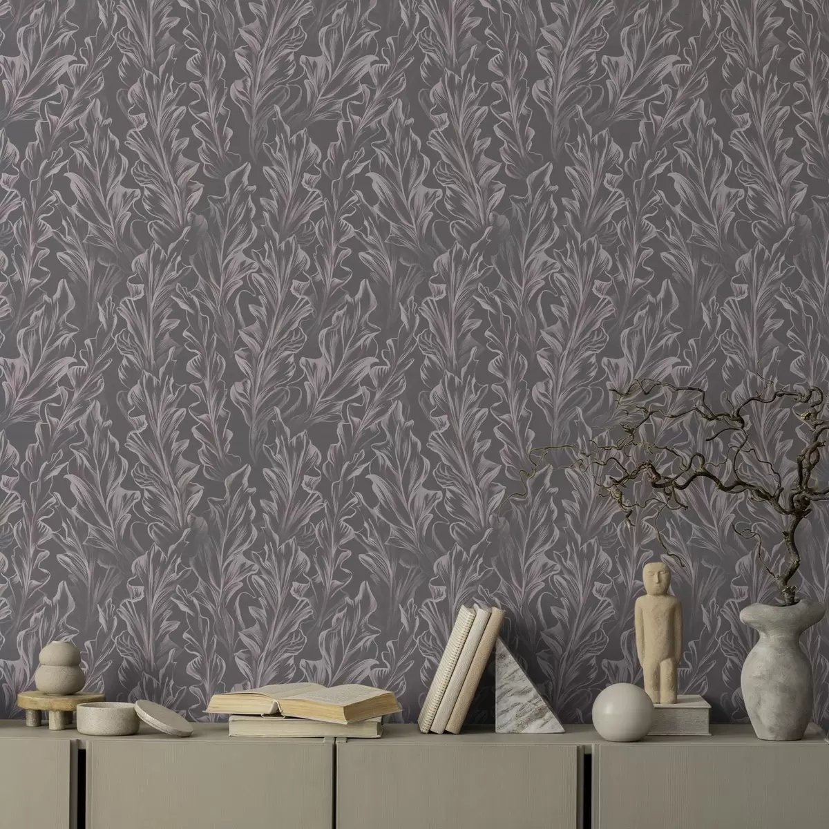 Tapety Plynulé listové vlny na grafitovém pozadí, vysoký kontrast a00495v1