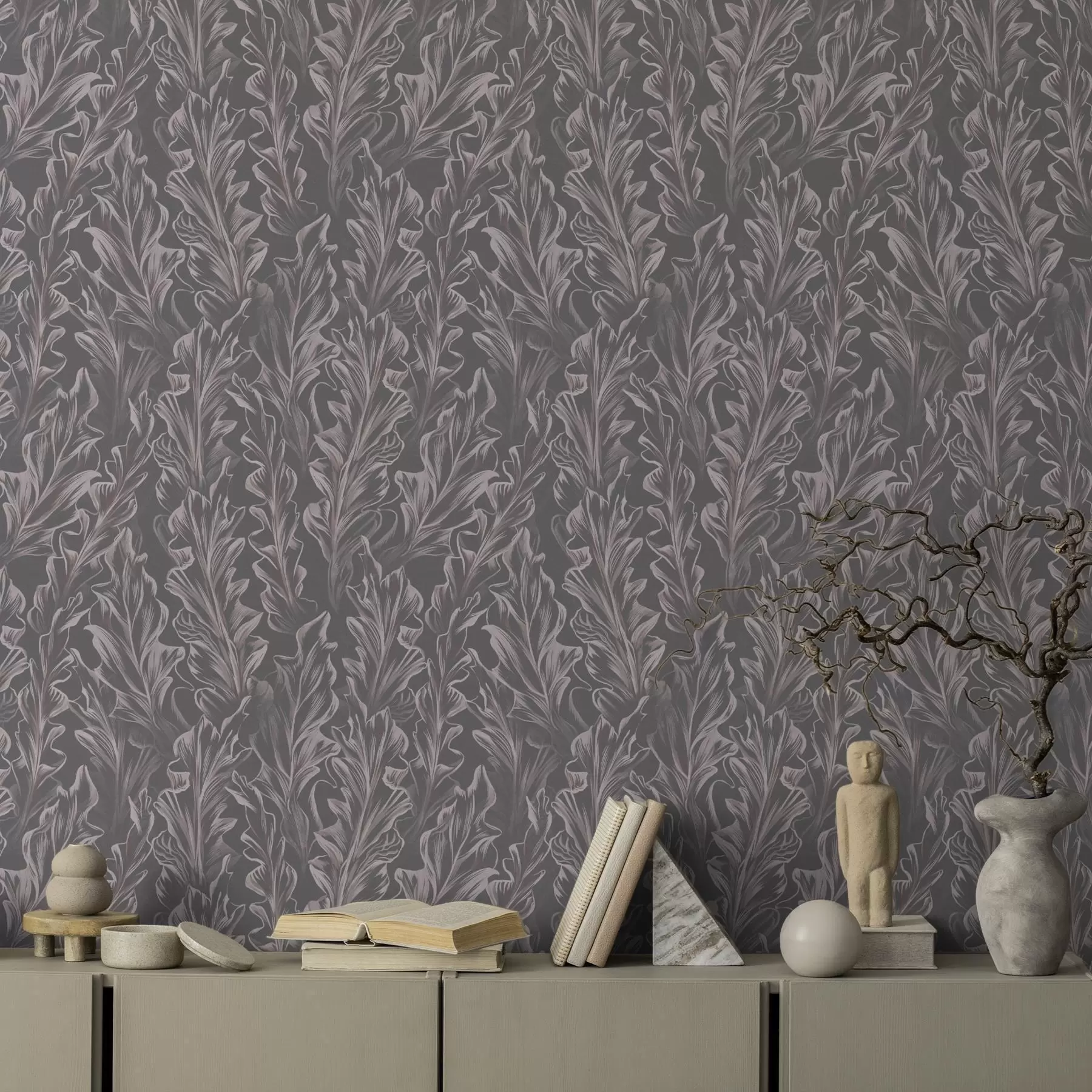 Fototapet Plynulé listové vlny na grafitovém pozadí, vysoký kontrast a00495v1