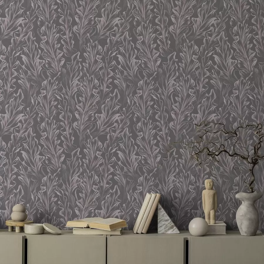 Fototapet Plynulé listové vlny na grafitovém pozadí, vysoký kontrast a00495v1