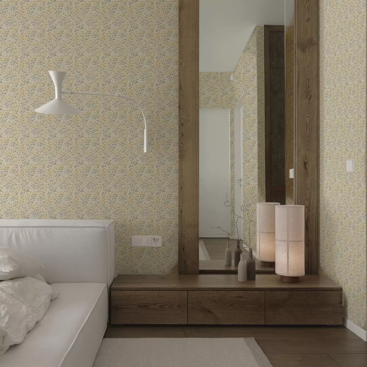 Tapety Akvarelové žluté květy na světlém pozadí a00570