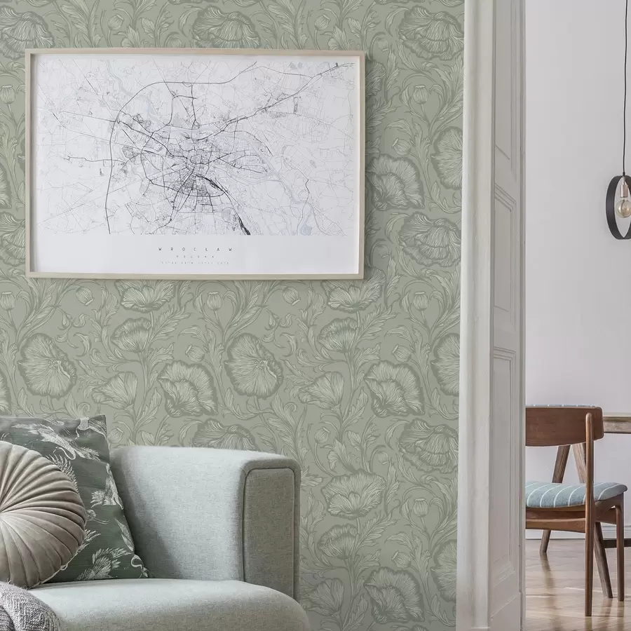 Fototapet Květiny mák na šedozeleném pozadí a00572v1