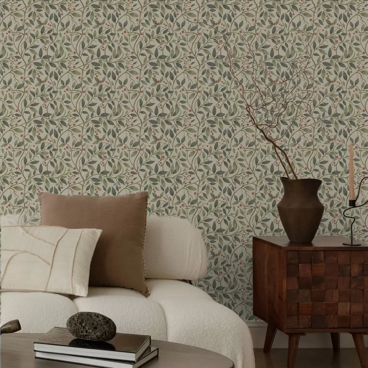 Tapety Olivové větve s bobulemi na teplém světlém pozadí a00573