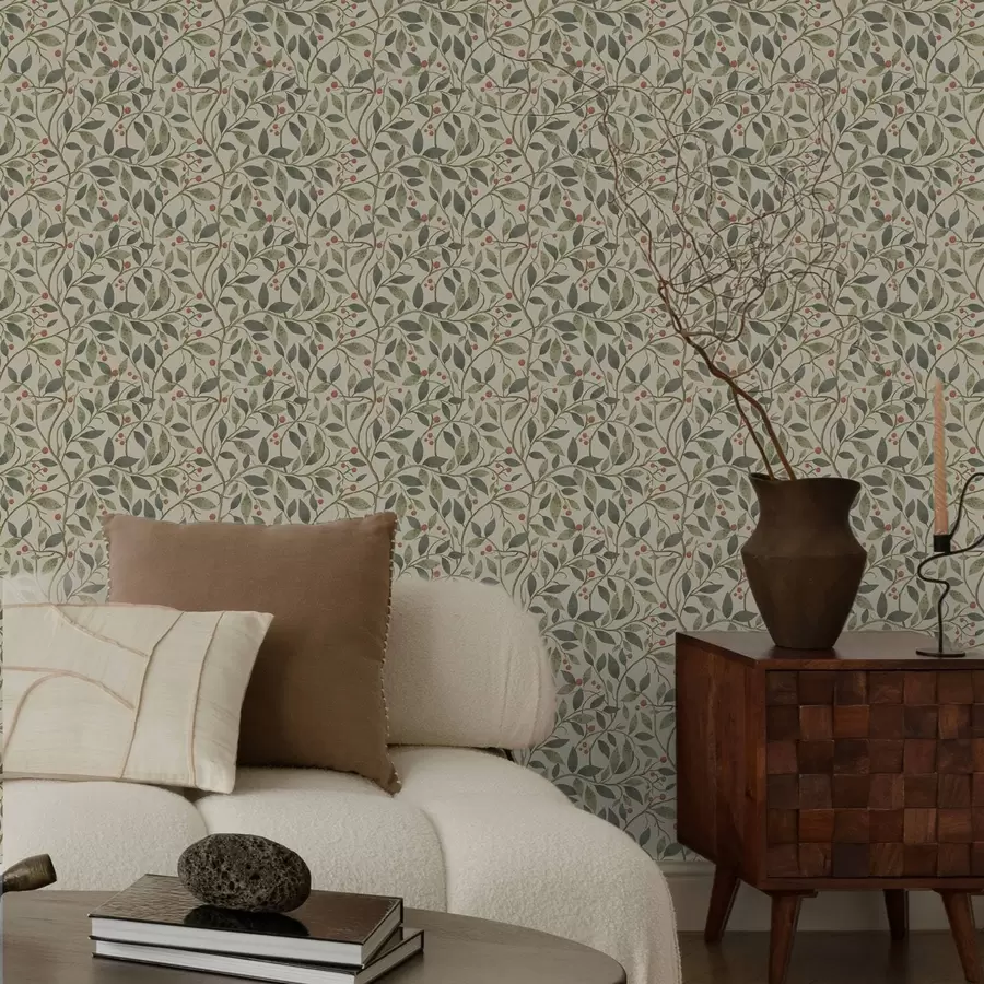 Fototapet Olivové větve s bobulemi na teplém světlém pozadí a00573