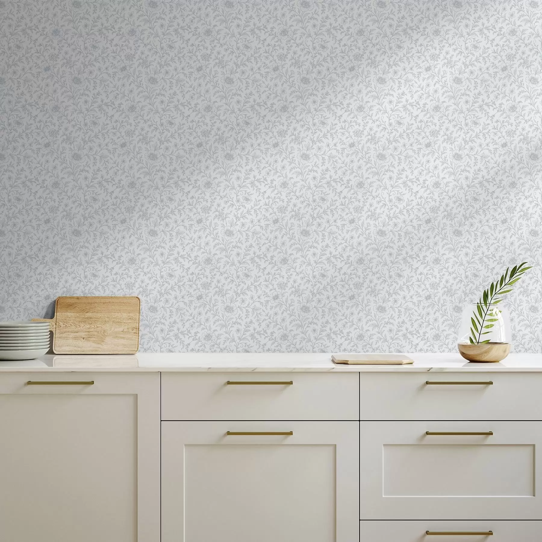 Fototapet Jemné modré květiny na smetanově bílém pozadí a00576