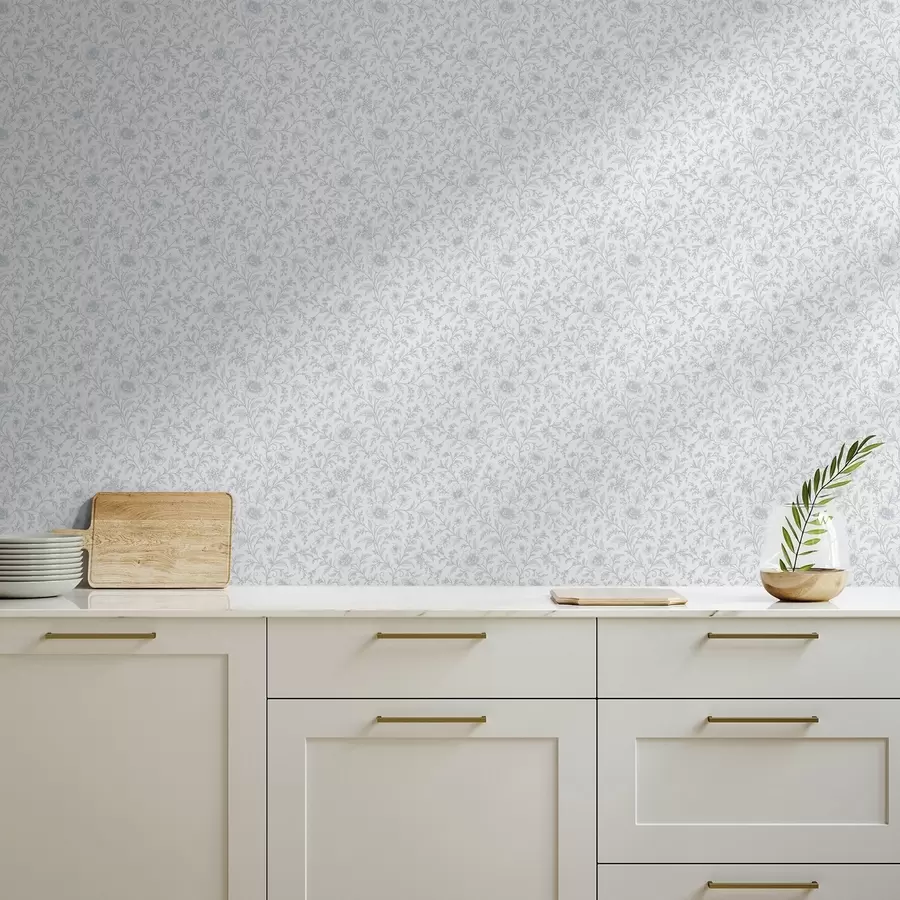 Fototapet Jemné modré květiny na smetanově bílém pozadí a00576