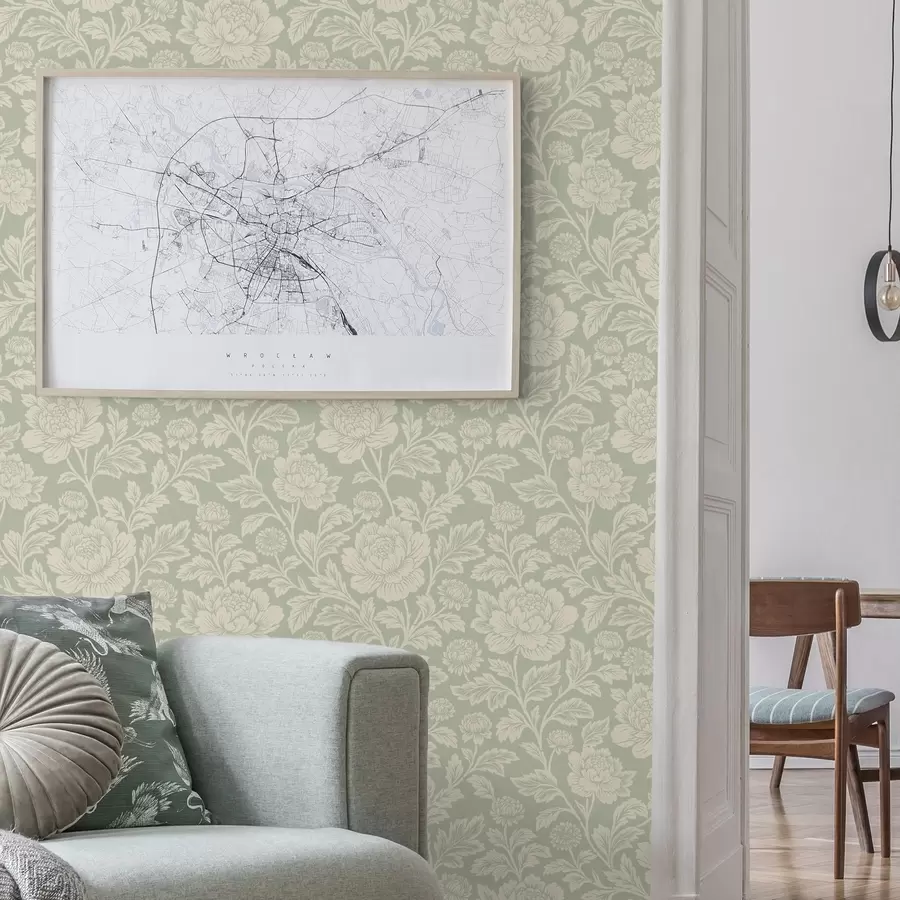 Fototapet Velké liniové pivoňky na šalvějovém pozadí a00582