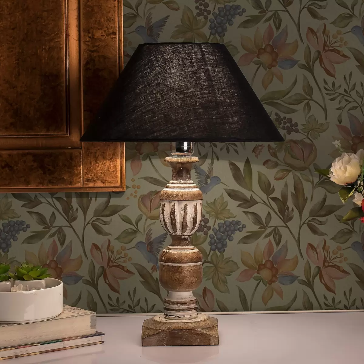 Tapety Vintage květiny a ptáci s hrozny na olivovém pozadí a00594