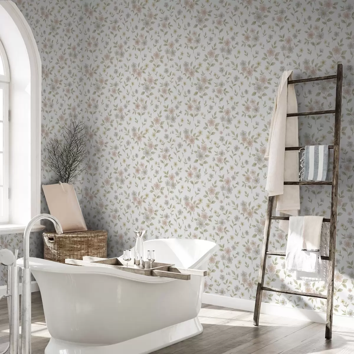 Tapety Malé akvarelové květiny v pastelových barvách na bílém pozadí a00596v1