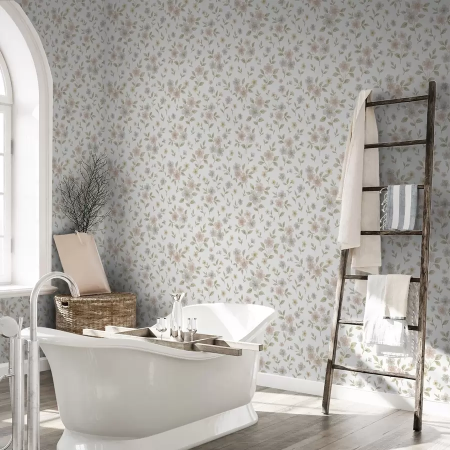 Fototapet Malé akvarelové květiny v pastelových barvách na bílém pozadí a00596v1