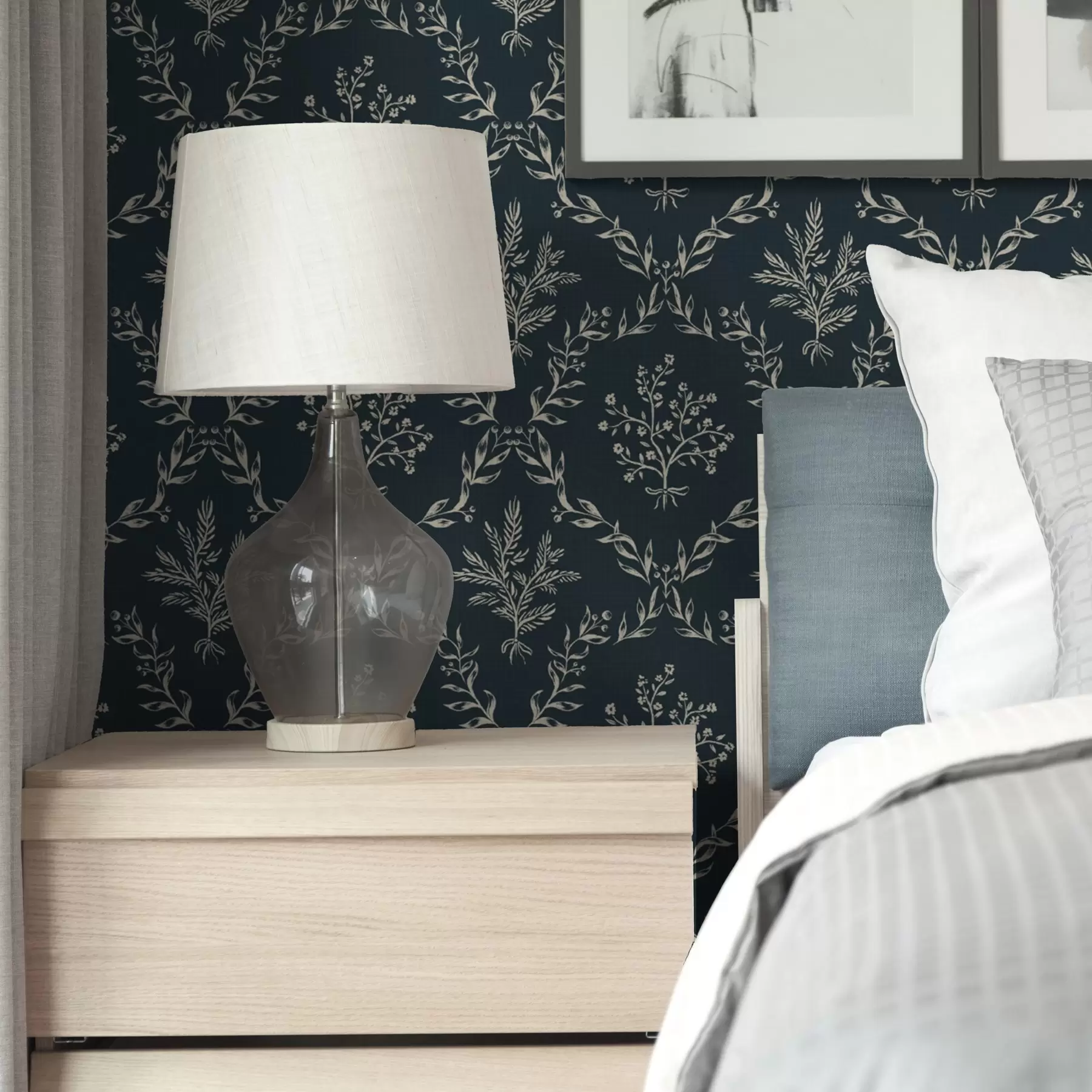 Fototapet Bílé věnce z bylin a květin na tmavě modrozelené barvě a00599v2