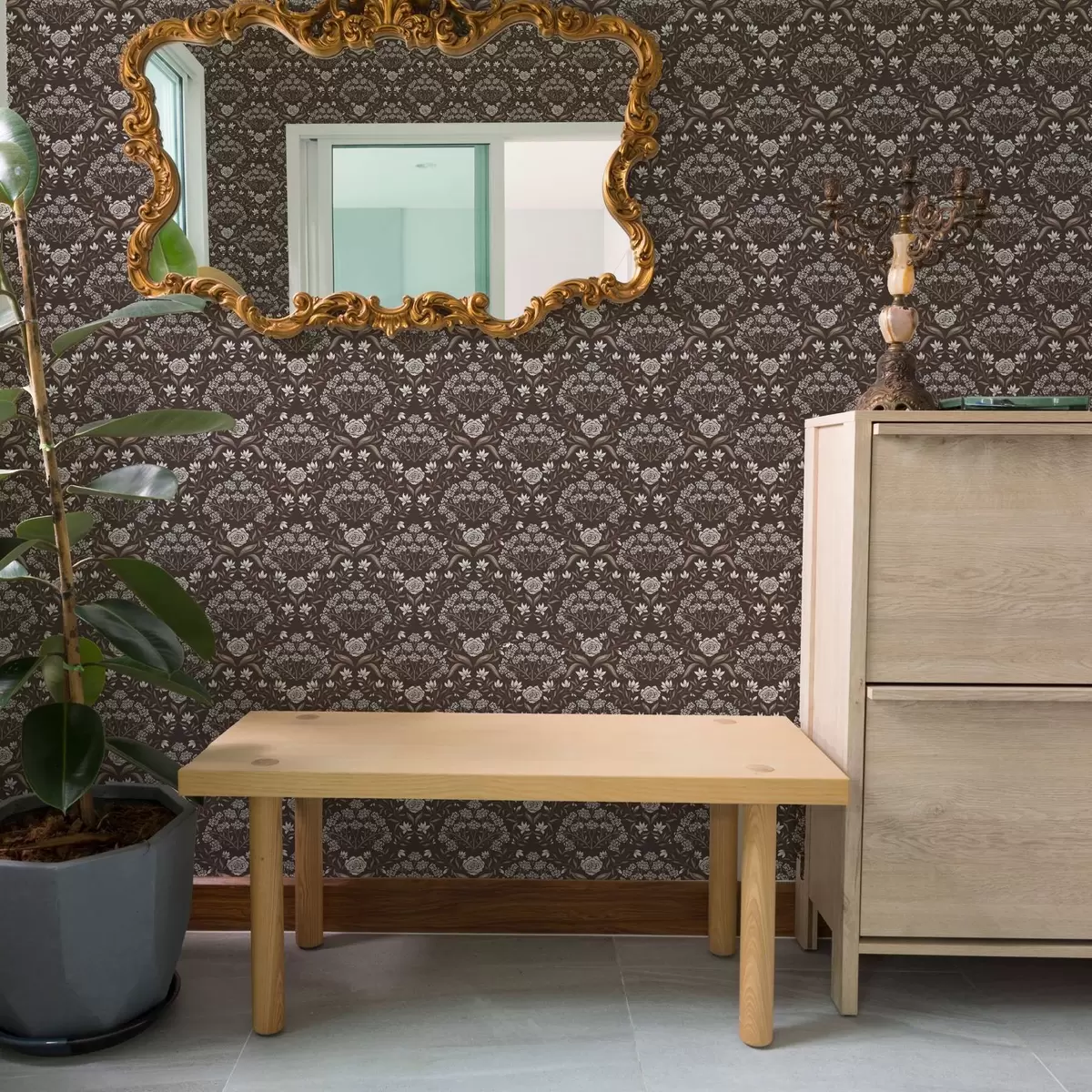 Tapety Tmavá čokoláda s pivoňkami a sněženky a00603v2