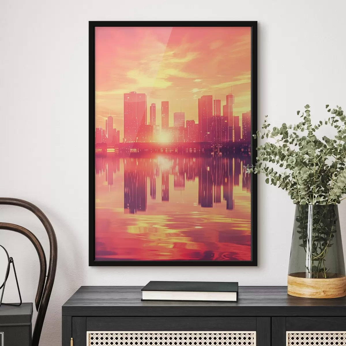 Poster Objednávka na pozadí moderního města f45659