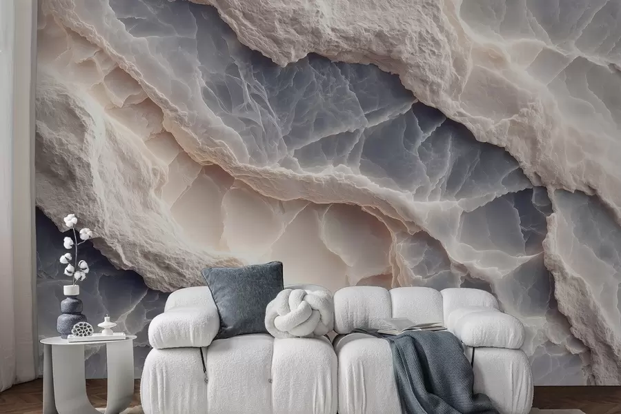 Fototapet Elegantní abstrakce ve stylu mramorových vrstev a minerálů v modro-béžové barvě w09408