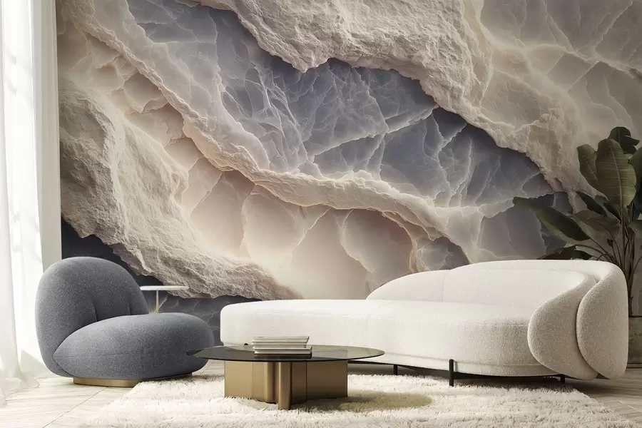 Fototapet Elegantní abstrakce ve stylu mramorových vrstev a minerálů v modro-béžové barvě w09408