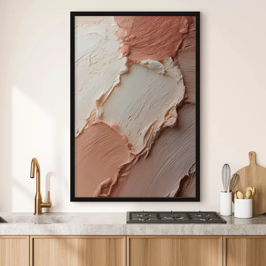 Fototapet Krémově broskvové tahy, bohatá impasto technika f45869