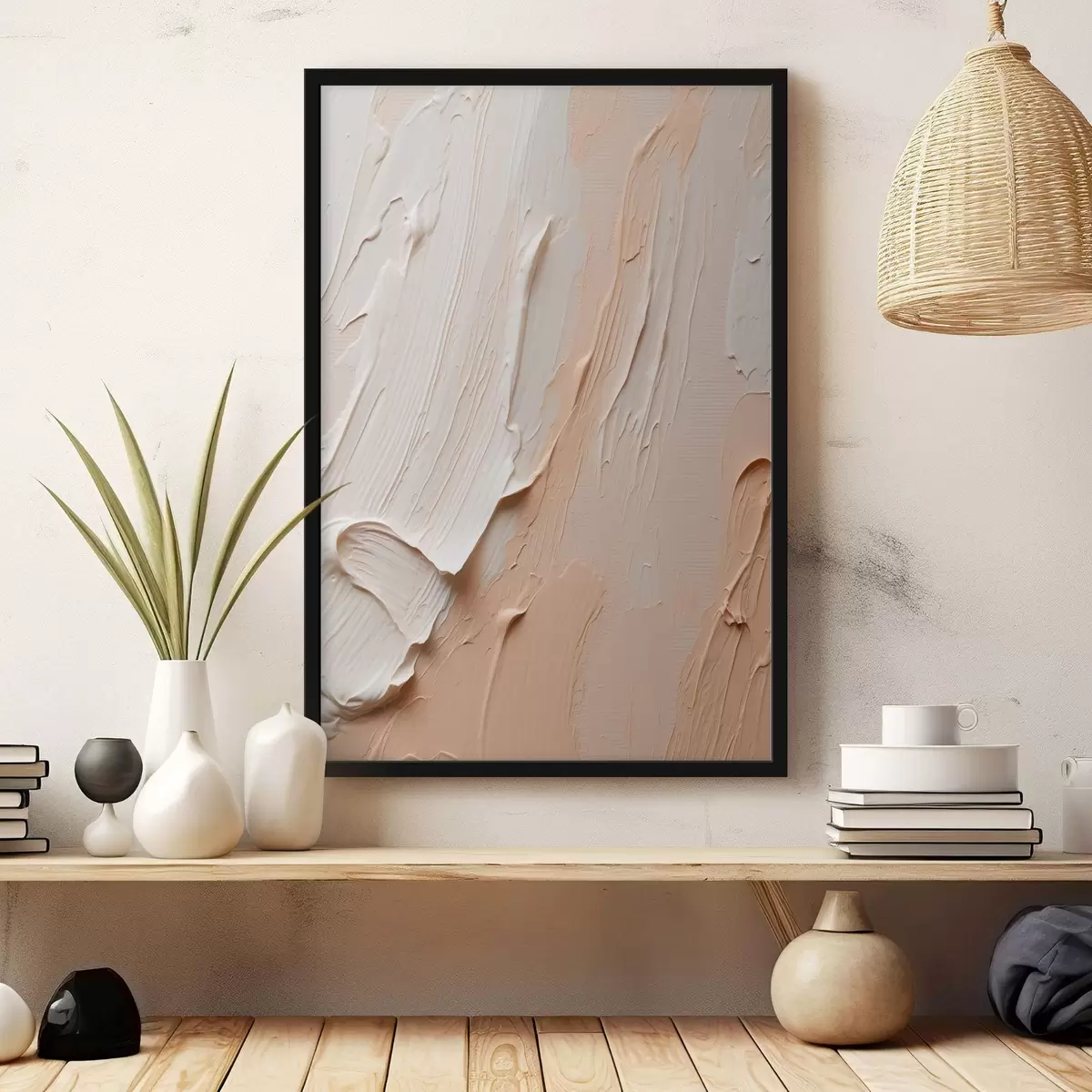 Poster Texturované pastelové tahy v béžovo-krémových tónech f45871