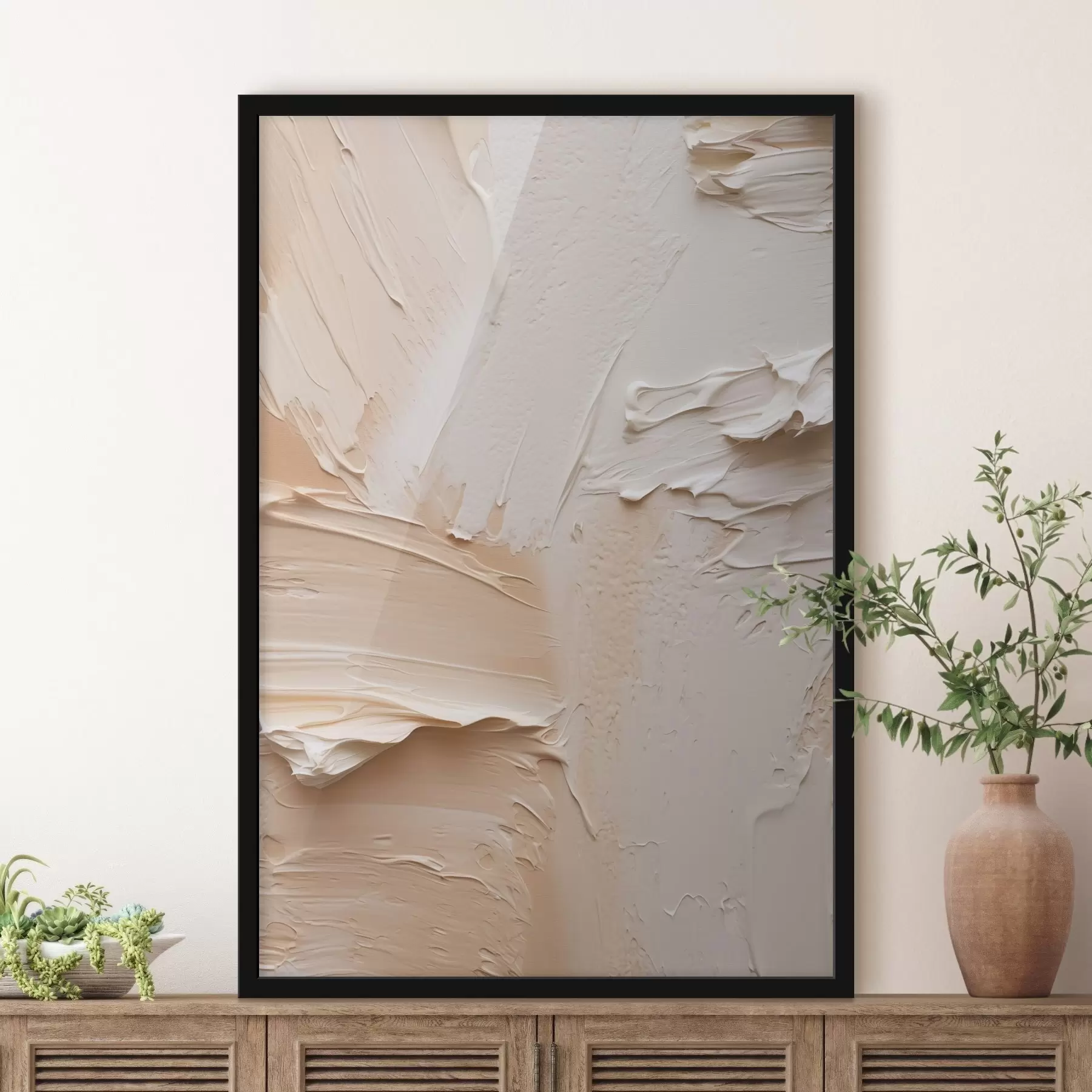 Fototapet Lehké impasto tahy, krémová písková textura f45872