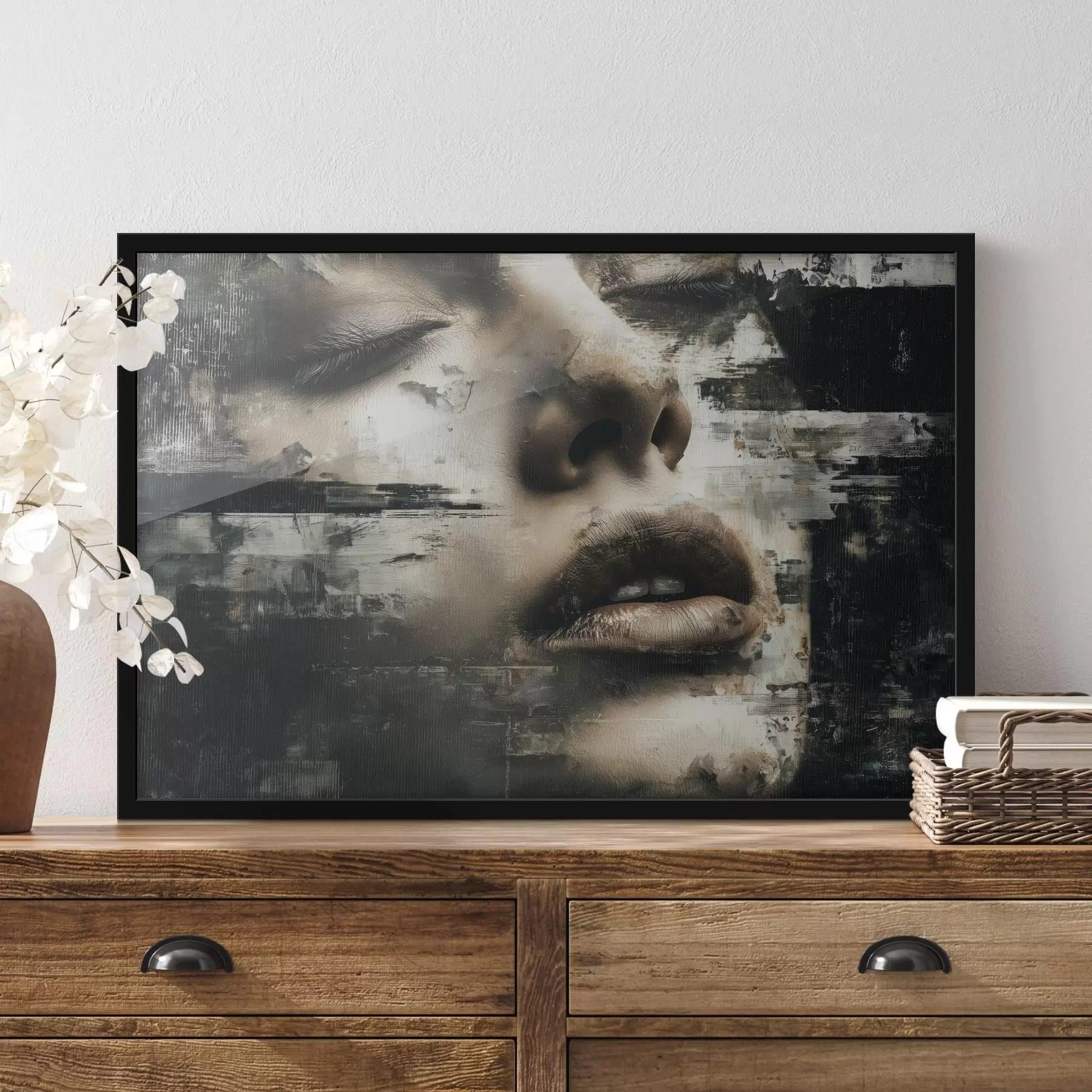 Fototapet Abstraktní ženský portrét s glitch efektem a texturami f45873