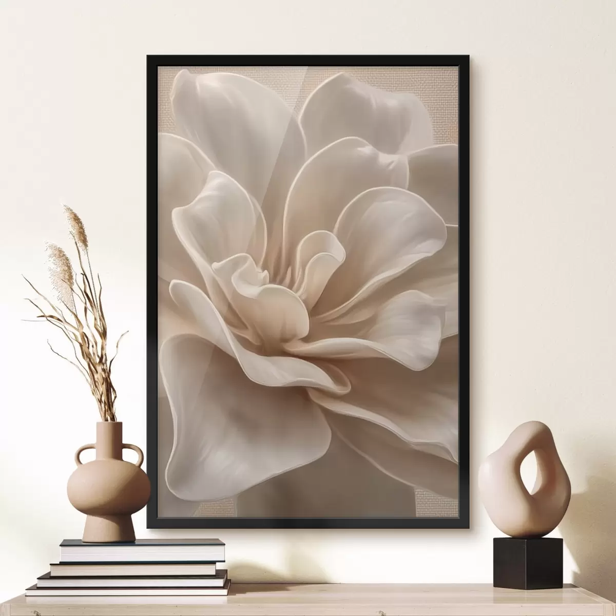 Poster Velký krémový květ, měkké okvětní lístky, makro f45874