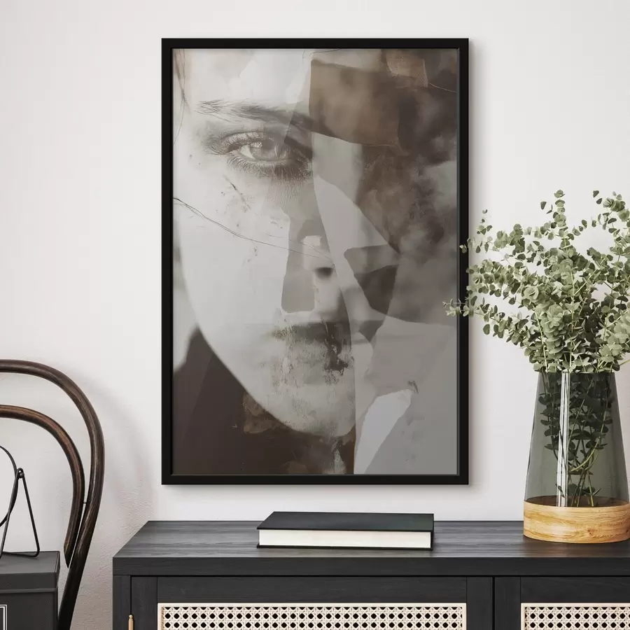 Fototapet Abstraktní portrét v sépii, textury a skvrny f45897