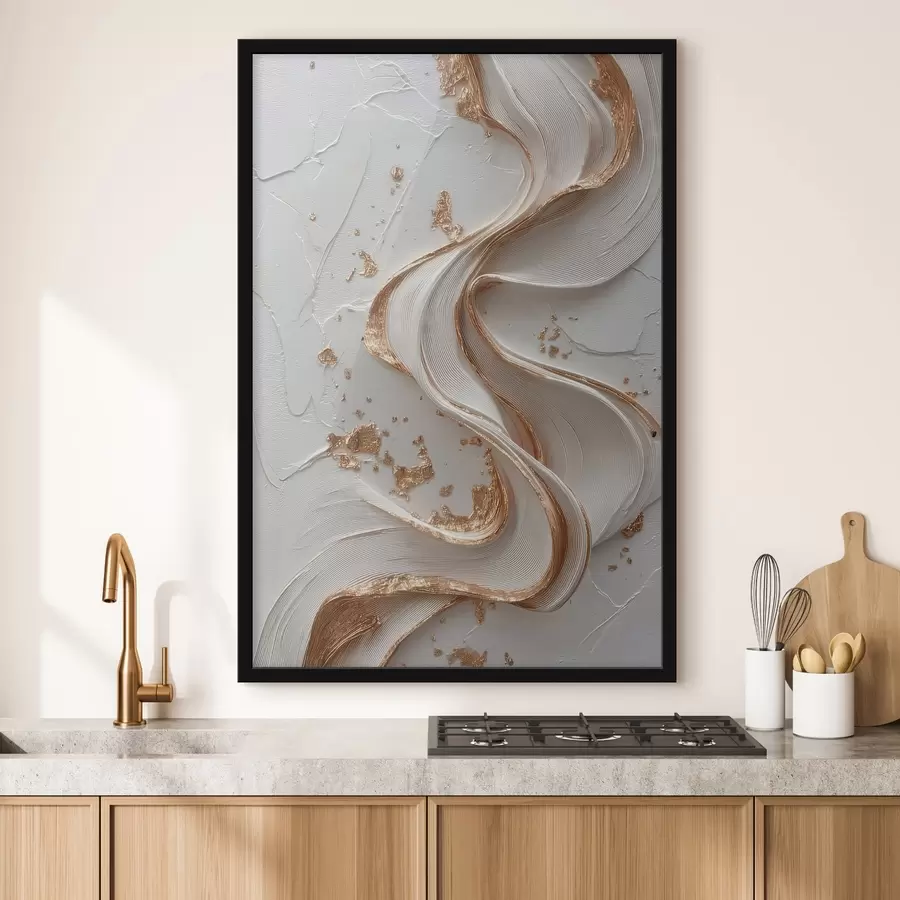 Fototapet Bílo-žluté texturované tahy s kovovými akcenty f45906