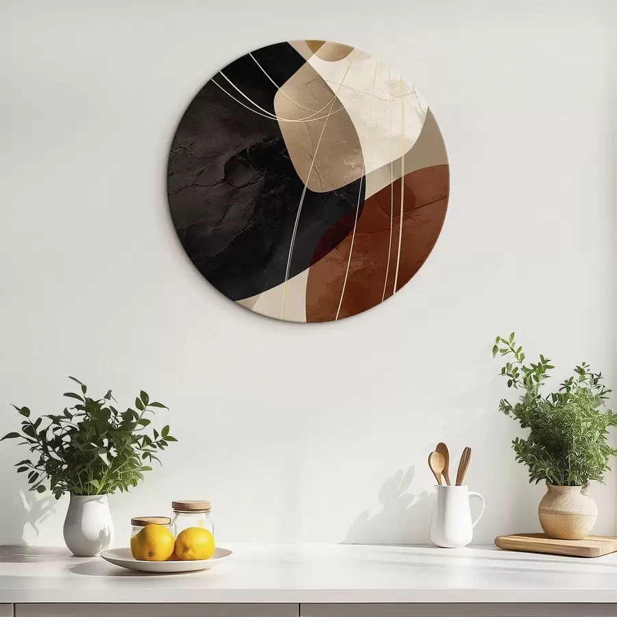 Obraz Geometrické tvary v teplé barevné paletě, jemné linie Č. r45879