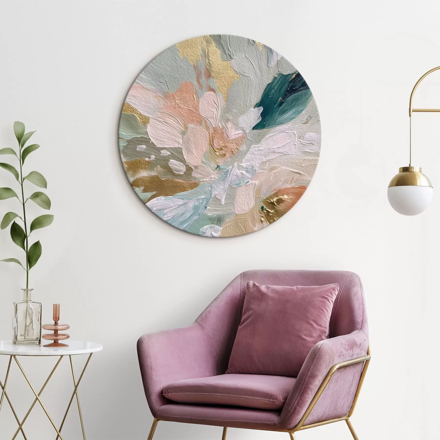 Obraz Pastelové květinové tahy se žlutými skvrnkami Č. r45899