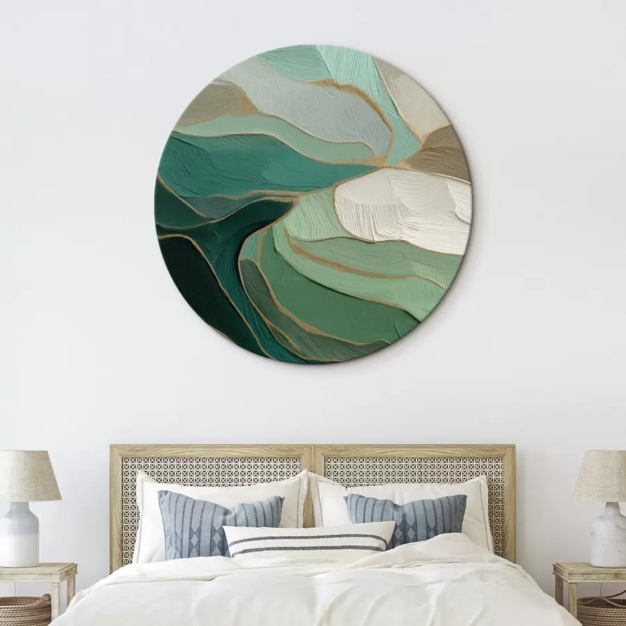 Obraz Šalvějově zelená abstrakce se žlutým obrysem Č. r45901