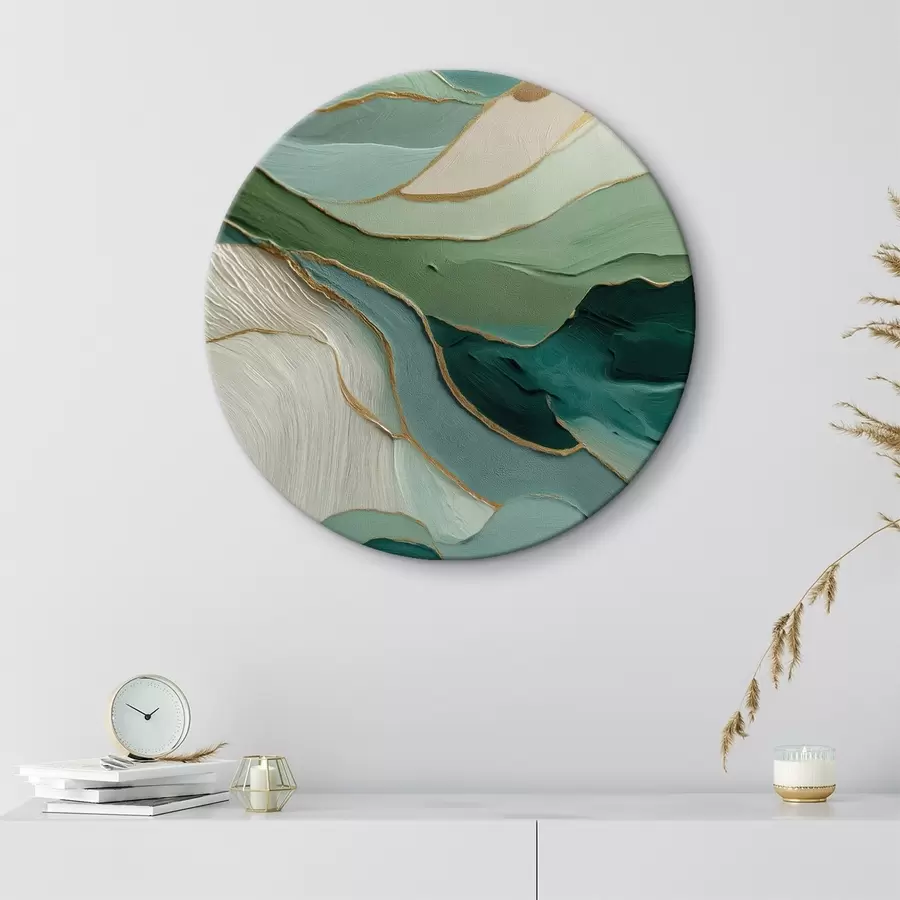 Obraz Vrstvená zelená abstrakce se žlutými čarami a hloubkou Č. r45902