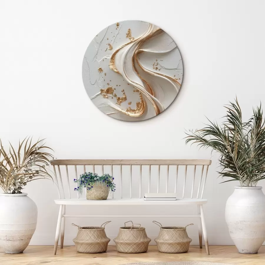 Obraz Bílo-žluté texturované tahy s kovovými akcenty Č. r45906