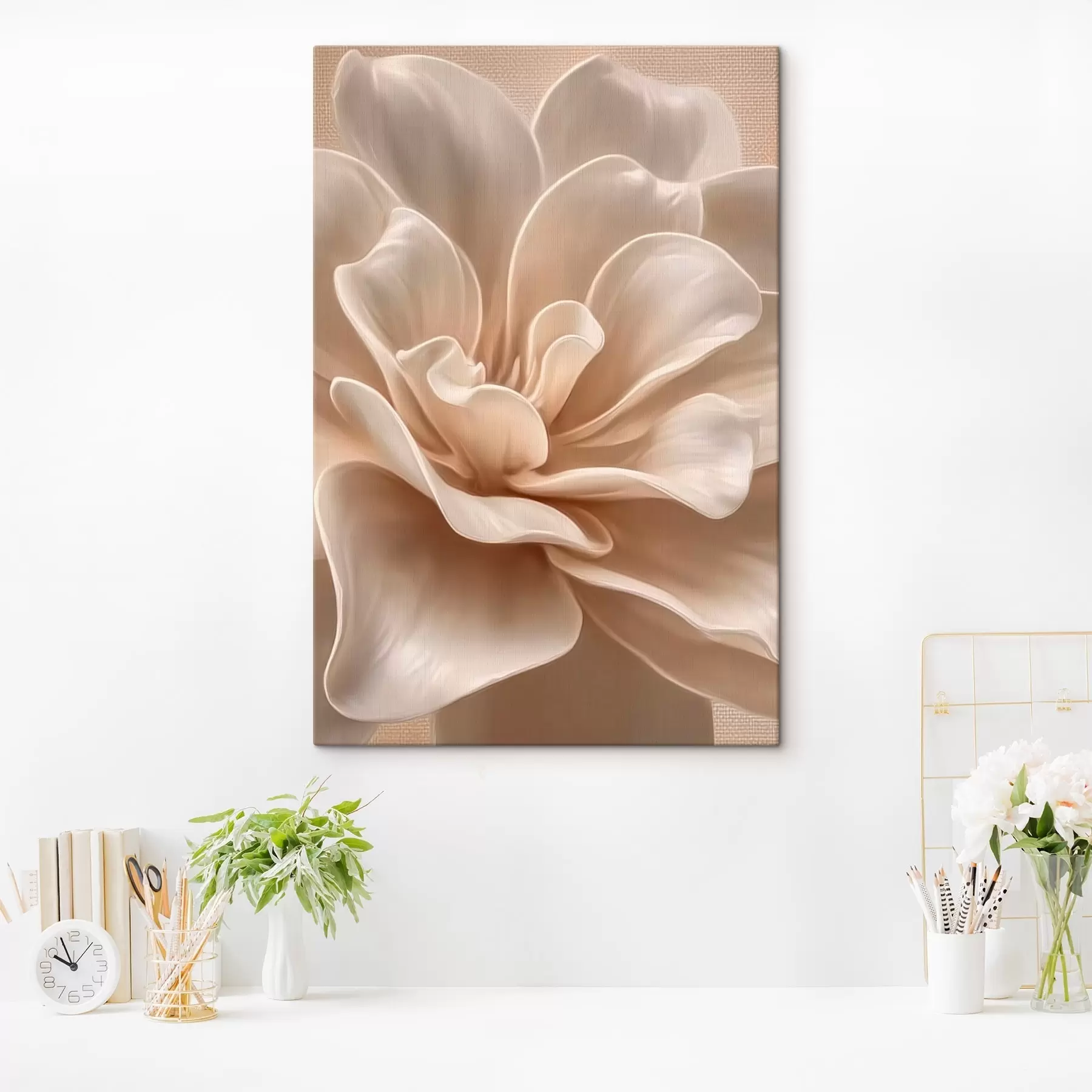 Obraz Velký krémový květ, měkké okvětní lístky, makro Č. s45874