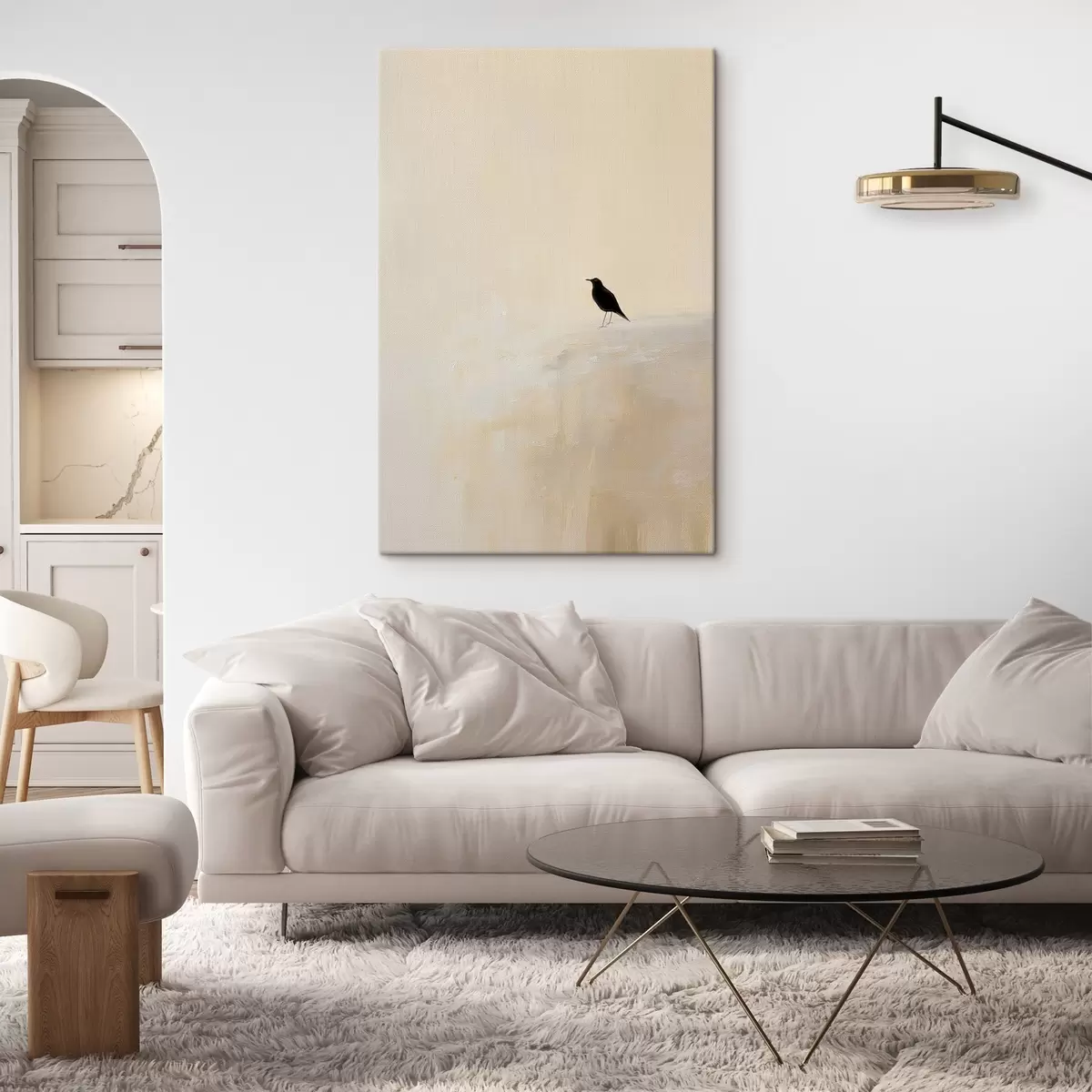 Obraz Osamělý pták na teplém béžovém pozadí Č. s45882