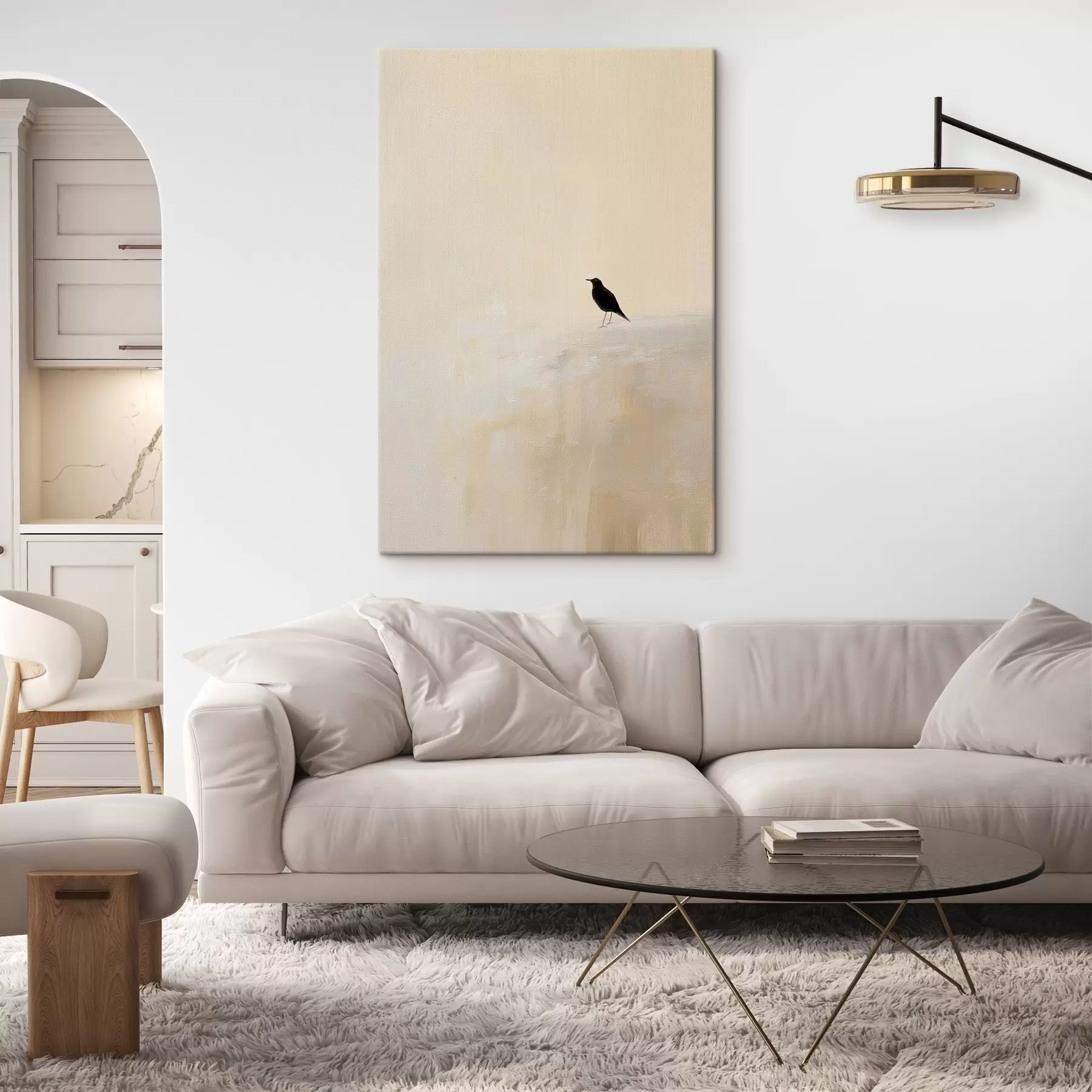 Obraz Osamělý pták na teplém béžovém pozadí Č. s45882