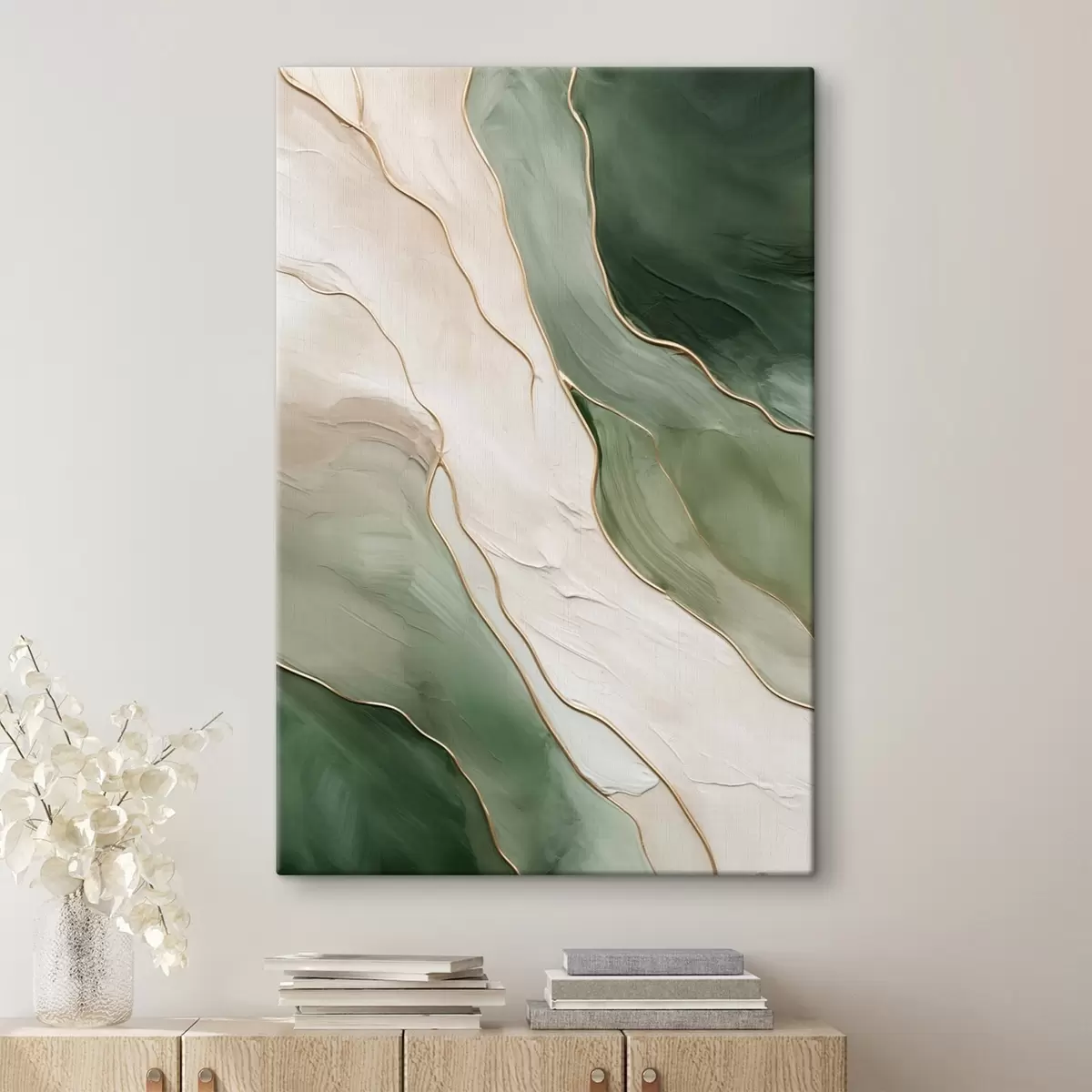 Obraz Smaragdová abstrakce s jemnými žlutými liniemi Č. s45888