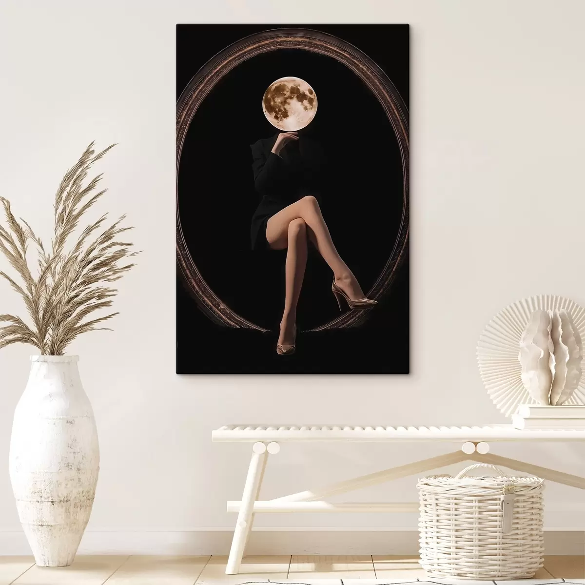 Obraz Silueta s měsícem místo obličeje, minimalismus Č. s45891