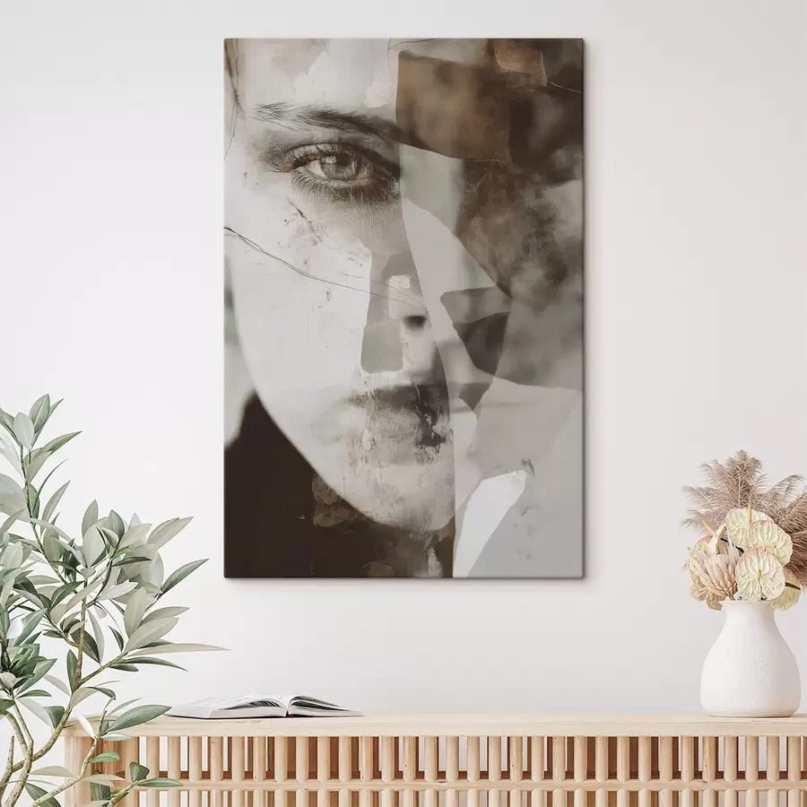 Obraz Abstraktní portrét v sépii, textury a skvrny Č. s45897