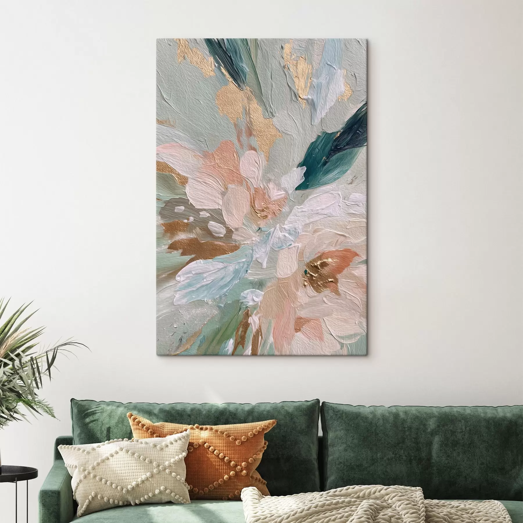 Obraz Pastelové květinové tahy se žlutými skvrnkami Č. s45899