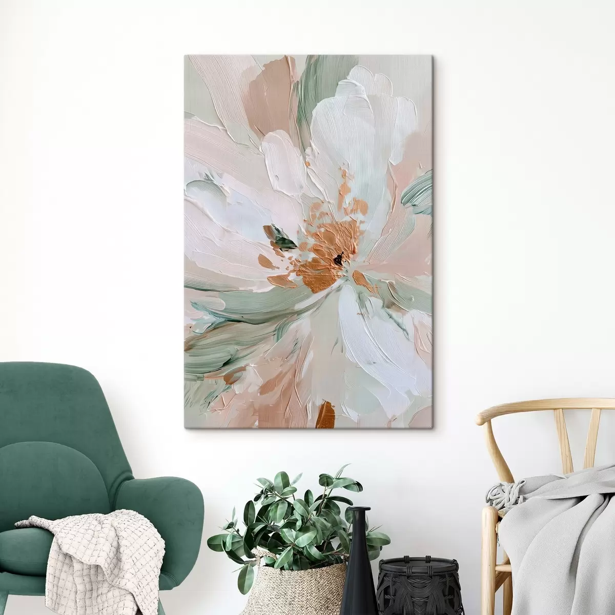 Obraz Pastelová impasto květina se žlutými akcenty Č. s45900