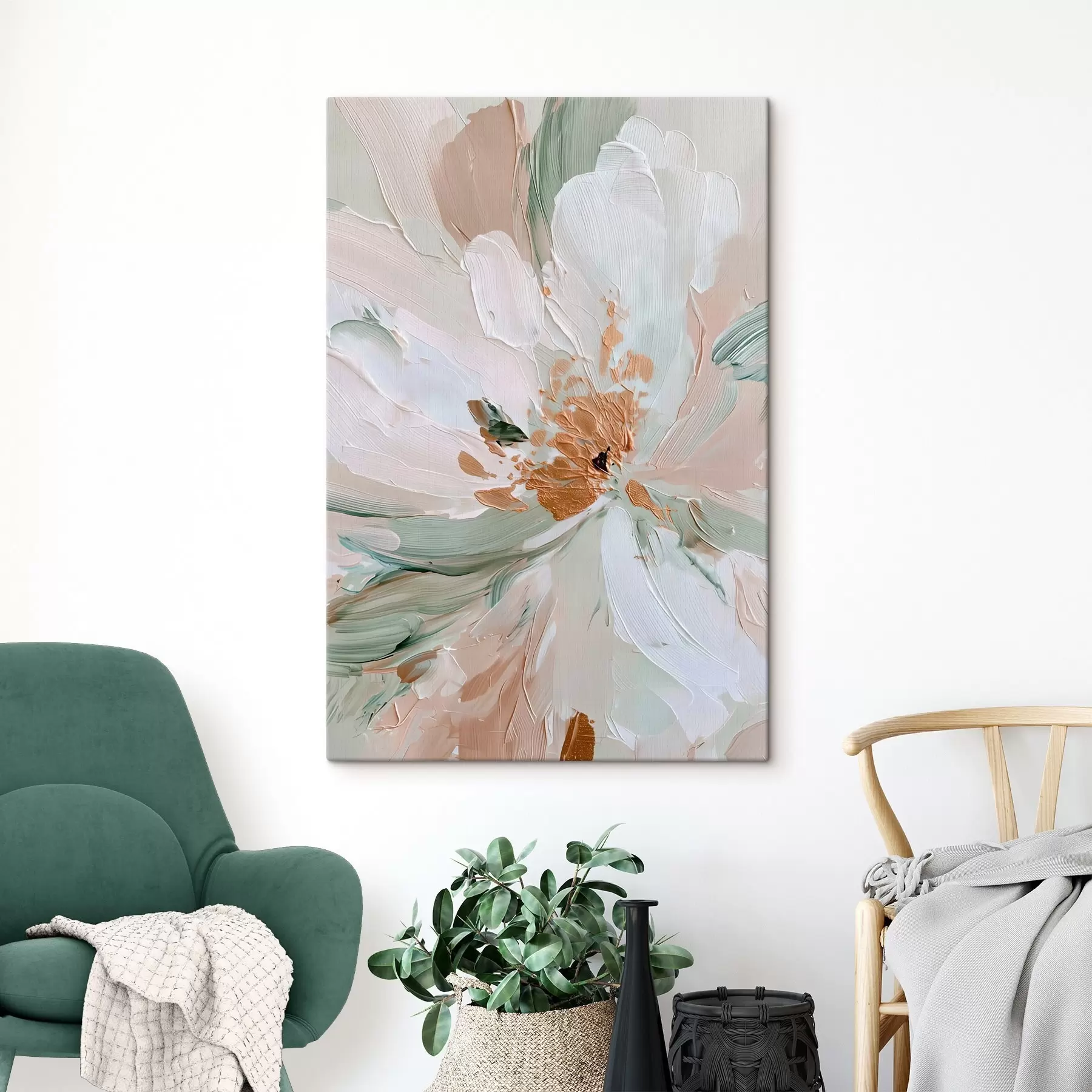 Obraz Pastelová impasto květina se žlutými akcenty Č. s45900