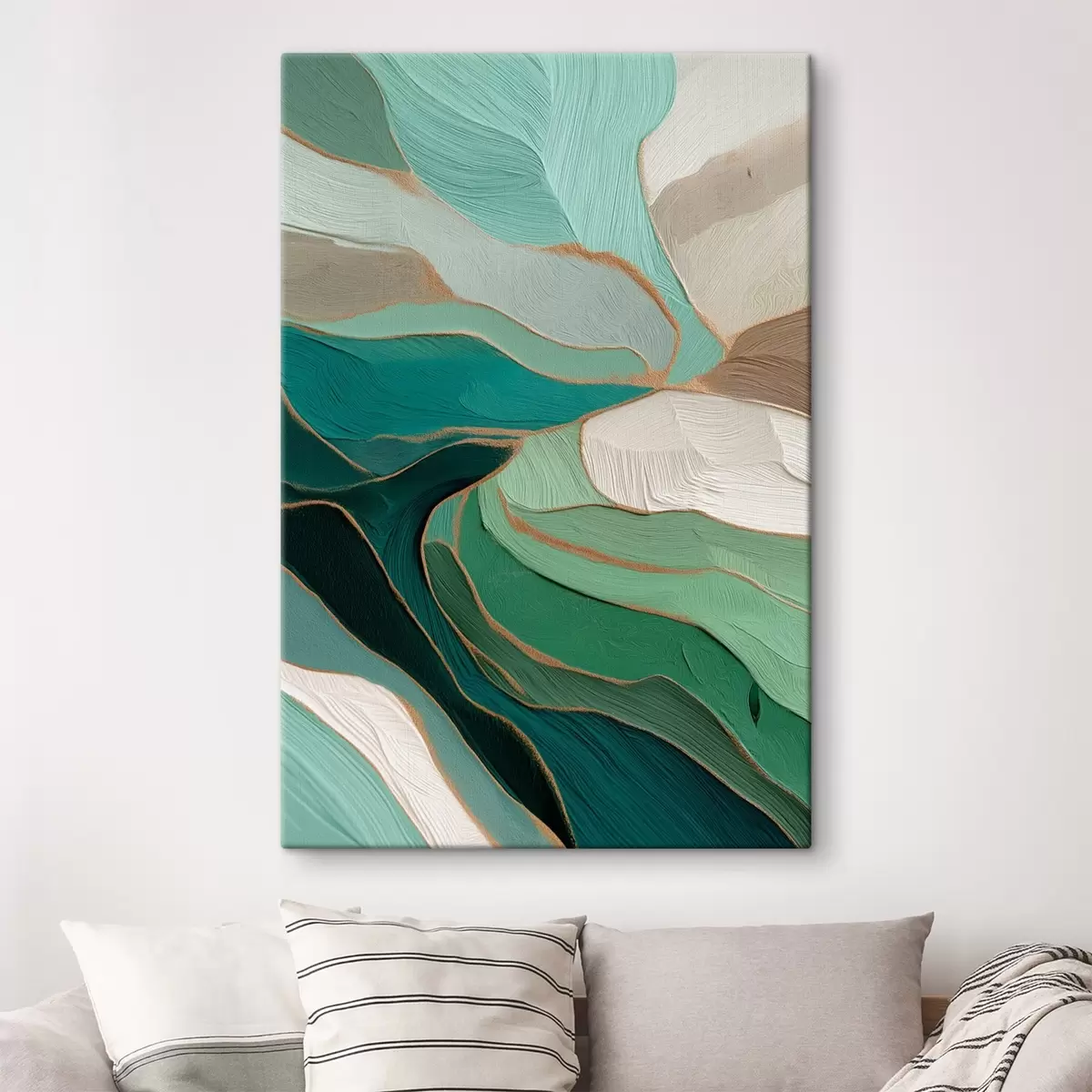 Obraz Šalvějově zelená abstrakce se žlutým obrysem Č. s45901