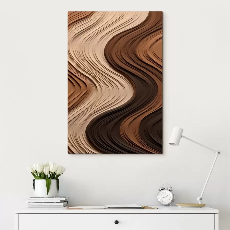 Obraz Vertikální vlny v teplých béžovo-hnědých vrstvách Č. s45905