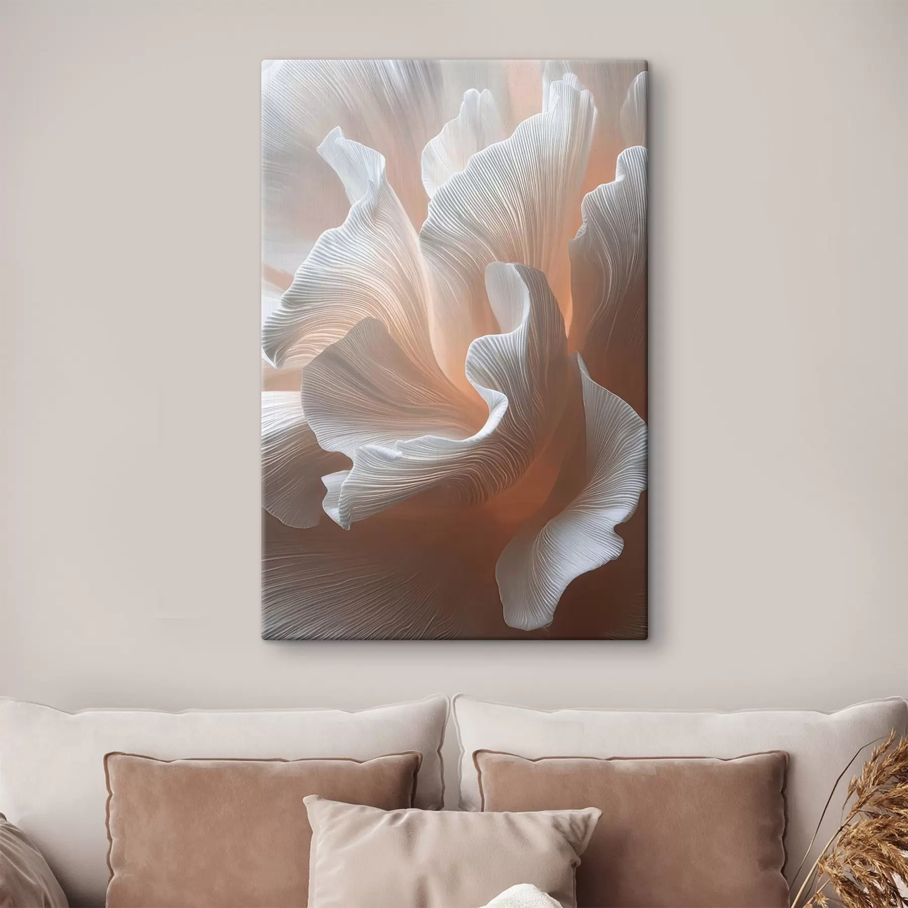 Obraz Vzdušné bílé okvětní lístky s teplým broskvovým leskem Č. s45909