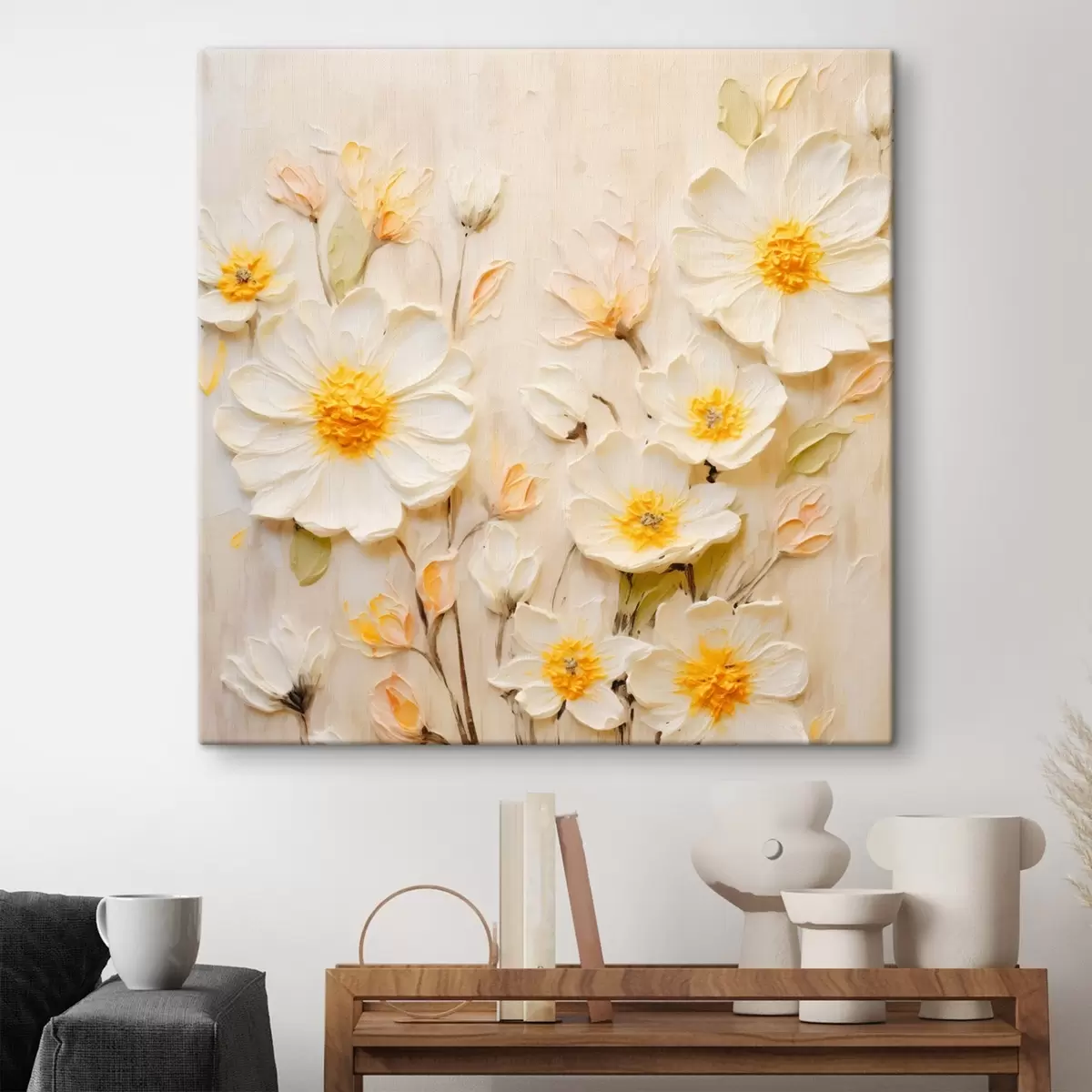 Obraz Květiny v pastelových tónech v olejomalebném stylu Č. s45742