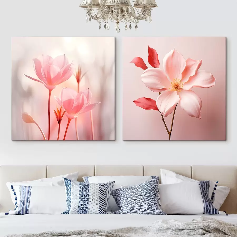 Obraz Růžová květinová kompozice v moderním stylu Č. m00708