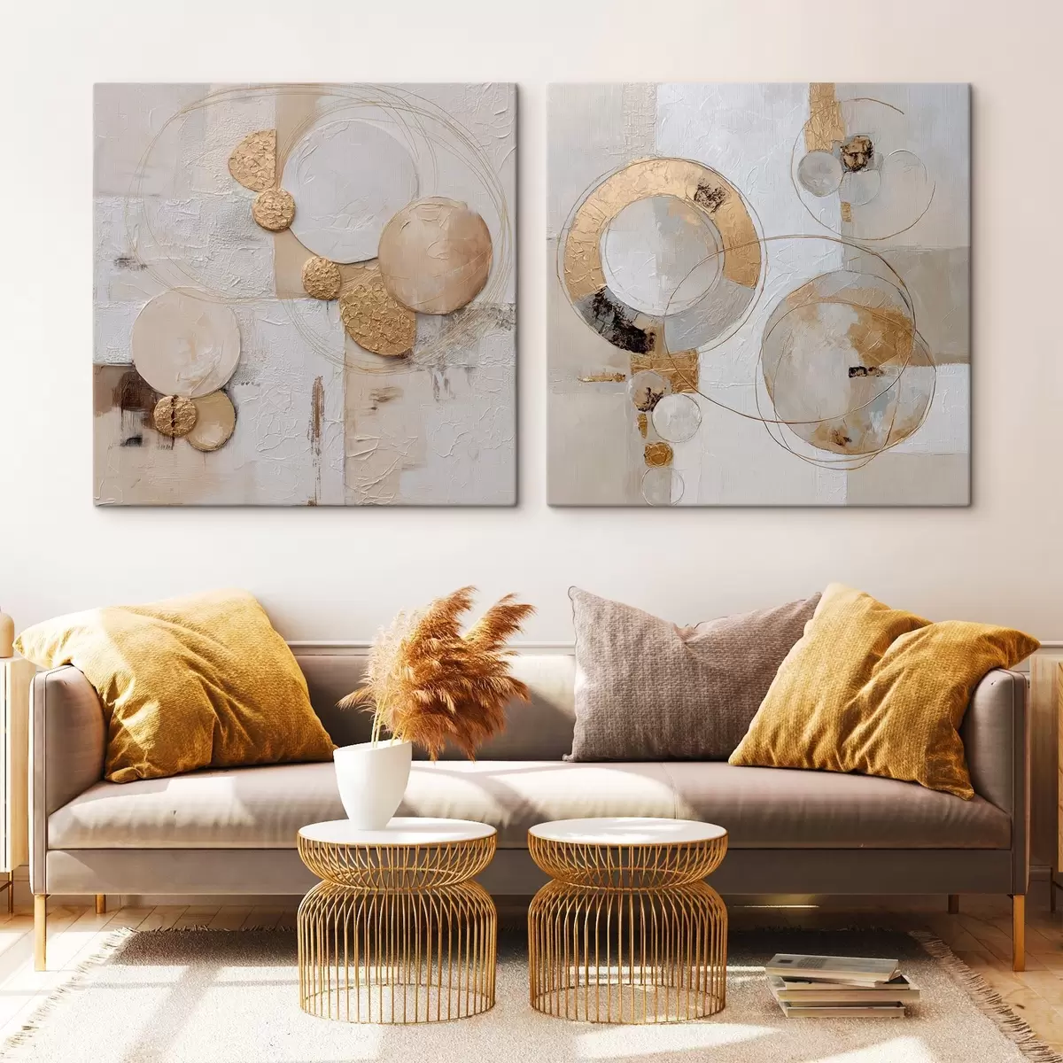 Obraz Texturovaná malba s béžovými a bílými tvary Č. m00741