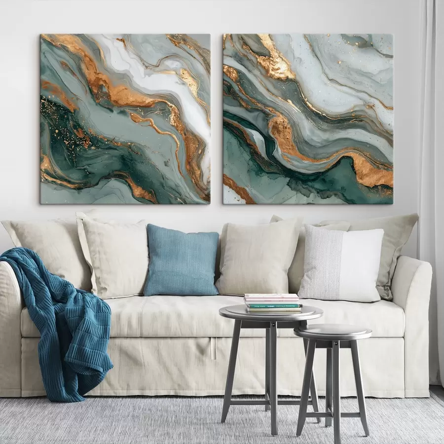 Obraz Mramorová textura v šedo-tyrkysových tónech Č. m00744