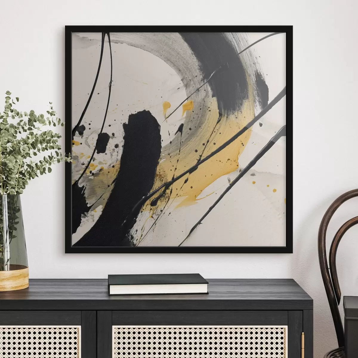 Poster Černá a žlutá expresivita v malířském stylu f45847