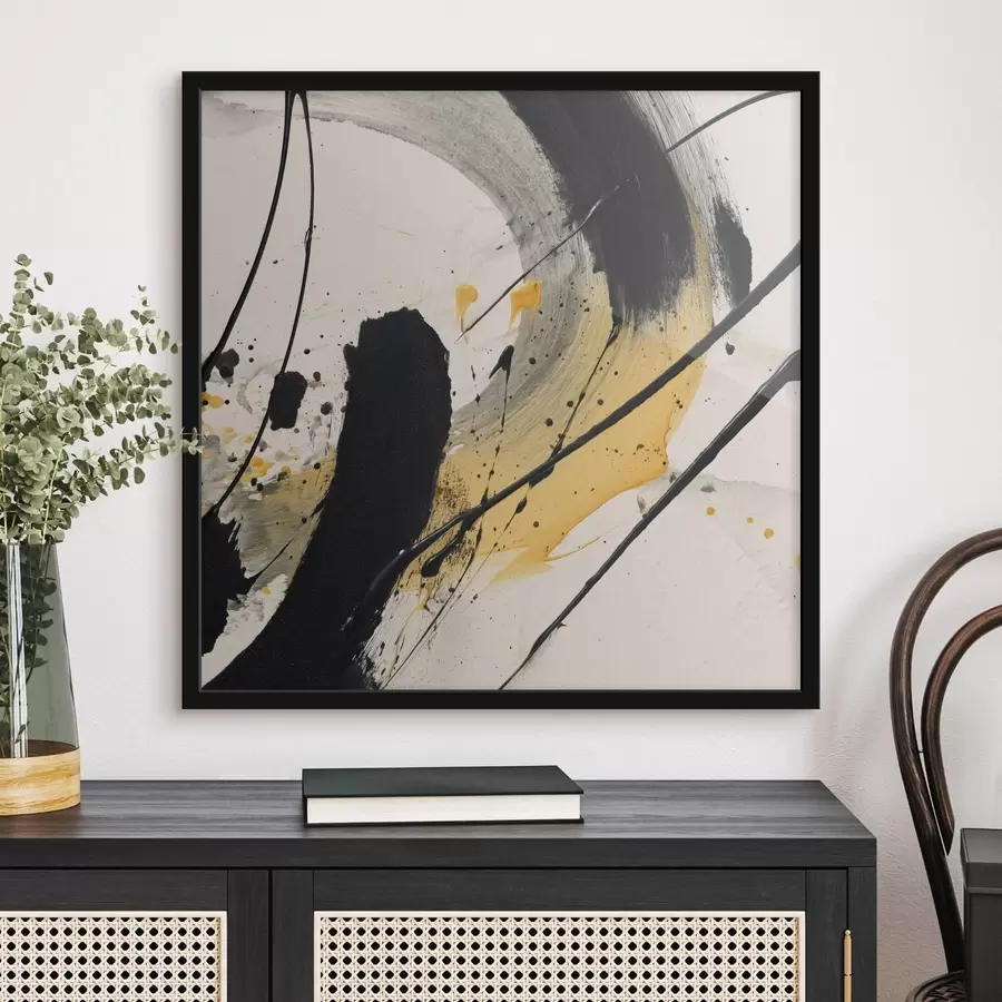 Fototapet Černá a žlutá expresivita v malířském stylu f45847